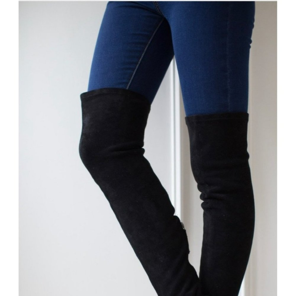 GoodNight Macaroon Ellis Classic Over the Knee Vegan Suede Leather boots size 8. - Picture 4 of 9